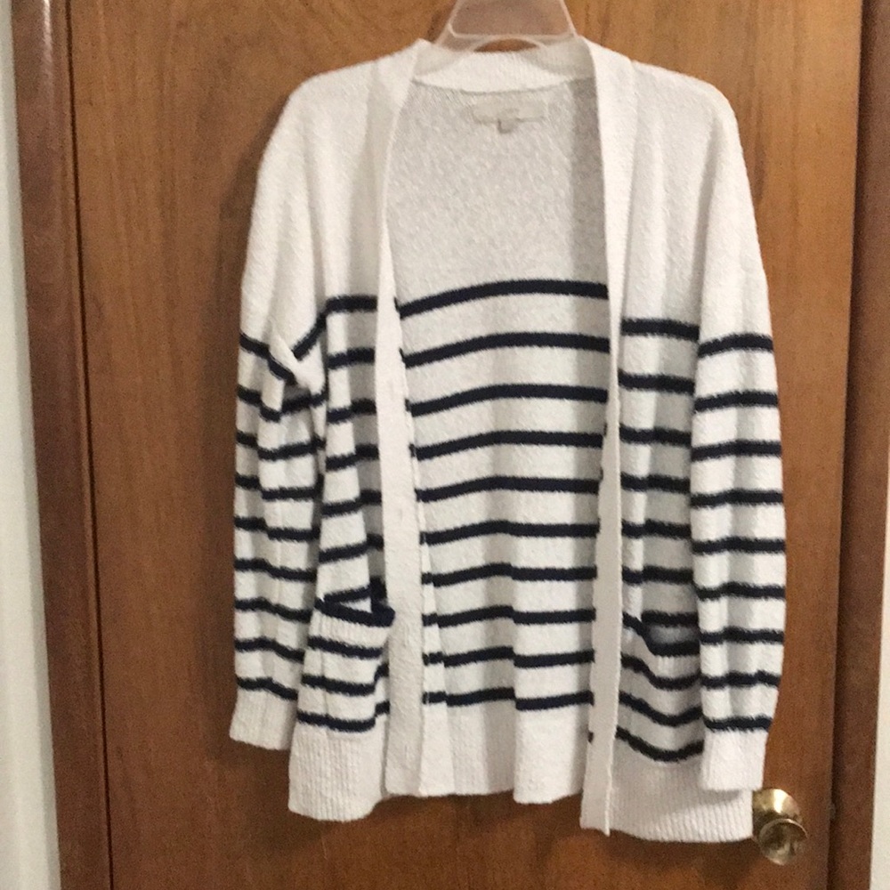 Blue and white striped Ann Taylor Loft Cardigan Size S
